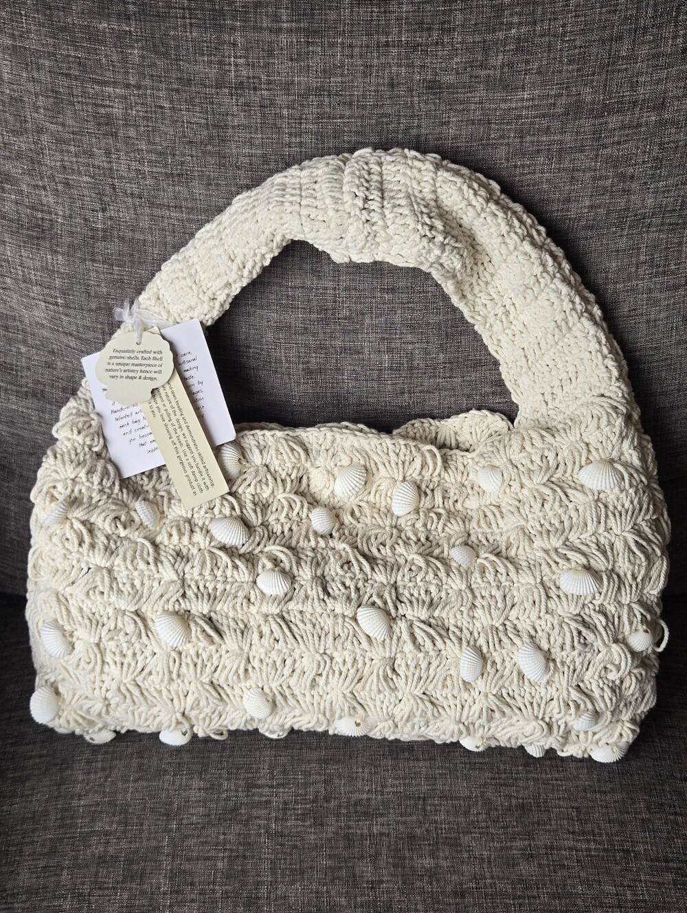 NWT Knit Crochet Shell Cream Shoulder Bag Bag
